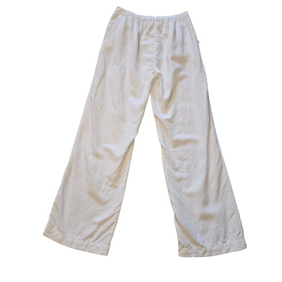 Eileen Fisher White Lyocell Organic Linen Slub Wide Leg Pant Women Size Small - Picture 4 of 8